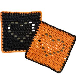Handmade Crochet Washcloths Dishcloths Halloween Hearts  100% Cotton